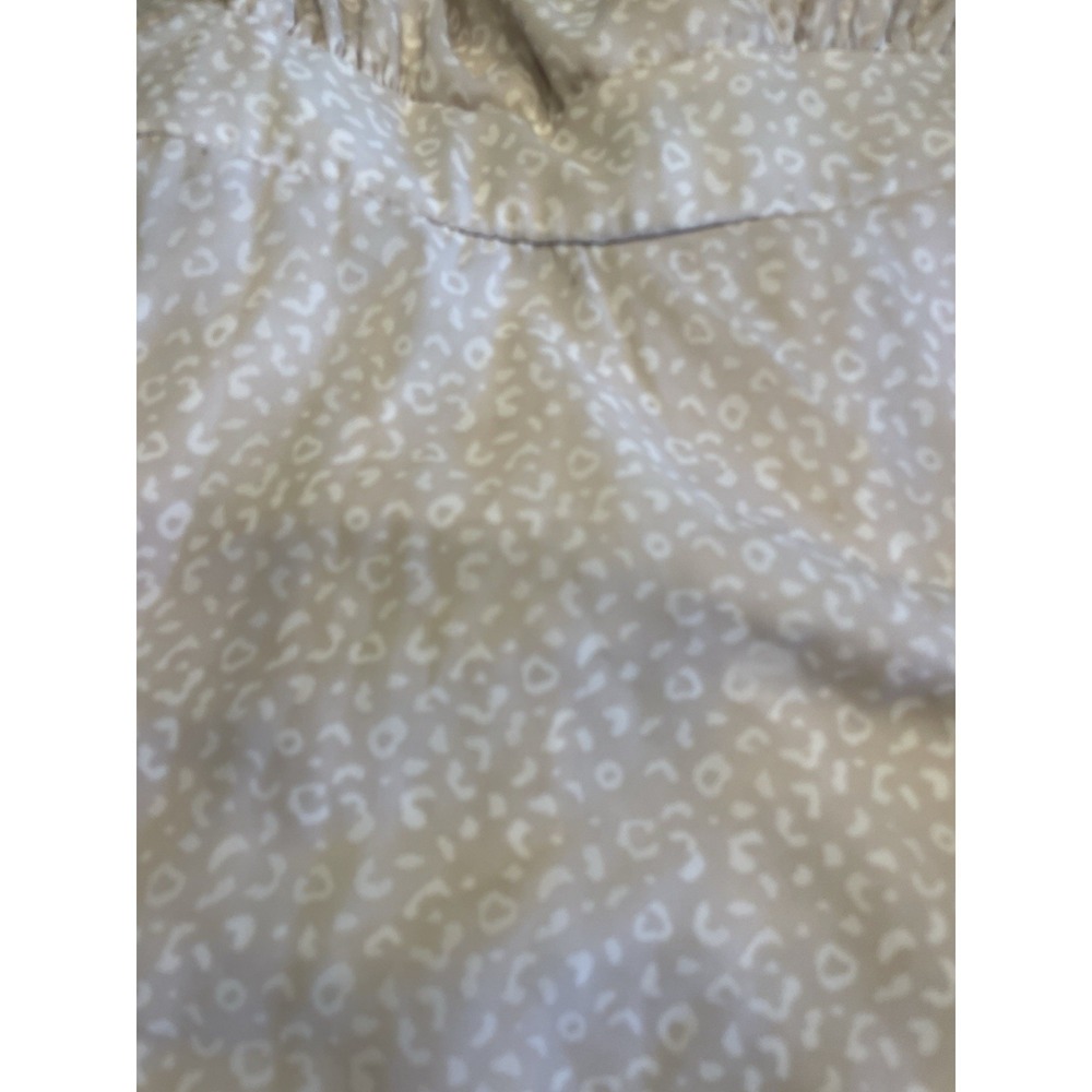 Japna Light Tan Animal Leopard Print Long Sleeve Tiered Mini Dress